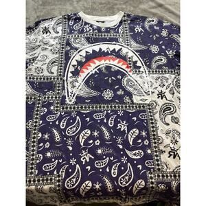 Vintage Cyber Y2K Men's Red Ape blue red banadana‎ paisly Eagle T-Shirt 4xl